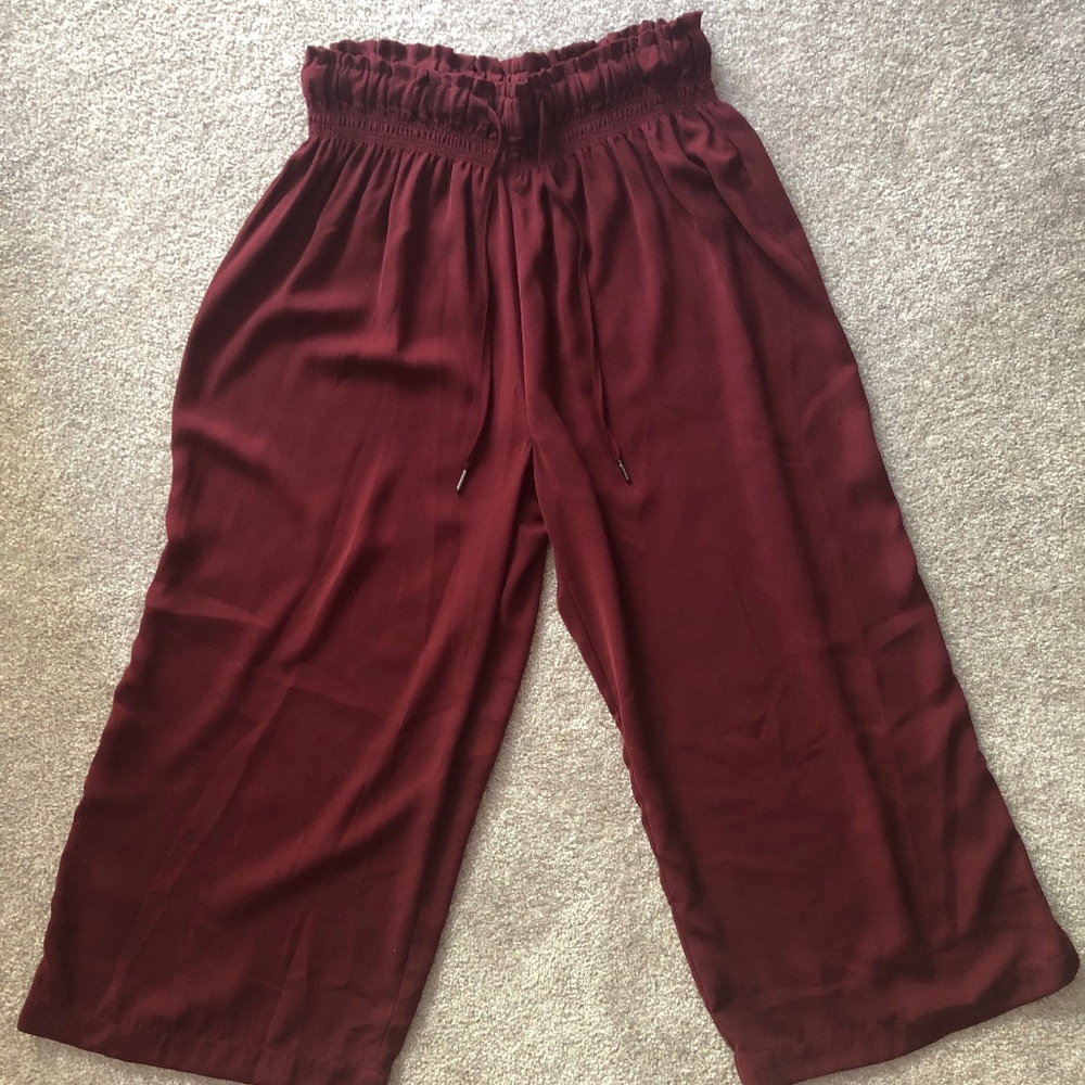 Wide Crop Leg High Waist Pants